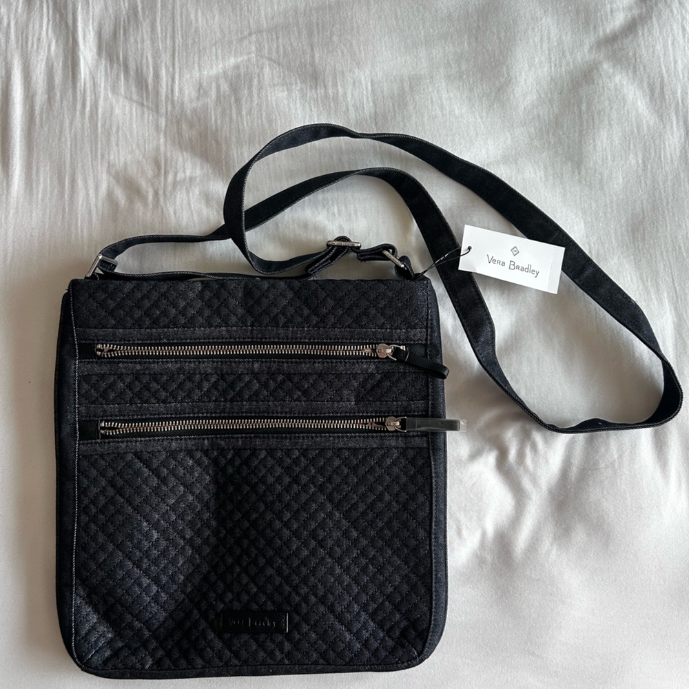 Vera Bradley Black Quilted Messenger Bag